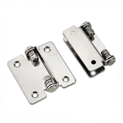 Pair of 2.0 N.m stainless steel torque-damping hinges with 180-degree rotation and mounting holes