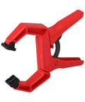 Heavy Duty One Hand Spring Clamp For Woodworking And Carpentry Shop Projects Quick Release with red ABS plastic grip and 15kg power.