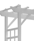 Providence Arbor Vinyl Garden Archway For Outdoors 64 By 85 White With Classic Lattice and Trellis Sides, Focus on Upper Corner