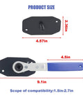 Brake Caliper Press Tool With 360 Degree Swing Ratchet Piston Spreader shown with size dimensions