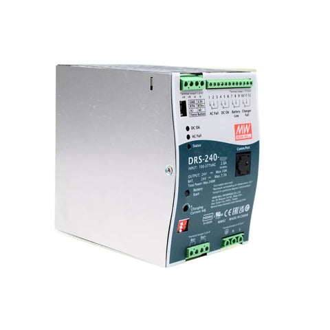 240W 24V 7.7A Switching Power Supply for DIN Rail UPS and Security Alarm Systems With MODBUS Built In High Efficiency 92 Percent AC DC Converter Battery Charging and Status Monitoring TS 35 Mounting metal DIN rail unit
