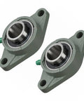 Premium One Point Five Inch Bore UCFL208-24 Self Aligning Two Bolt Flange Ball Bearing pair with painted cast iron housing.