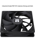 TL-C12C X3 120mm PWM CPU Fan with S-FDB Bearing, black, viewed from front, showcasing curved blades and central hub