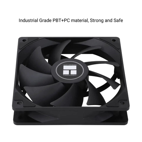 TL-C12C X3 120mm PWM CPU Fan with S-FDB Bearing, black, viewed from front, showcasing curved blades and central hub