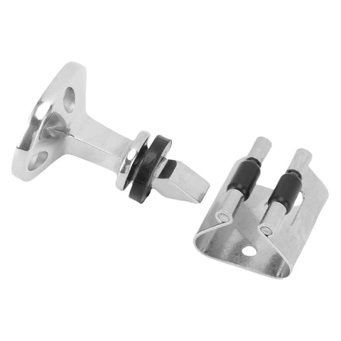 Heavy Duty 316 Stainless Steel Marine Door Stopper With Spring Roller Latch For Boat Yacht RV And Motorhome part close-up, polished finish and durable design.