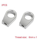 CNC Aluminum 6mm Rod End Replacement For Polaris Ranger 2012 And Up Dump Bed Strut Tie Rod Ends Silver Finish 2 Pack showing two silver 6mm x 1.0 rod ends