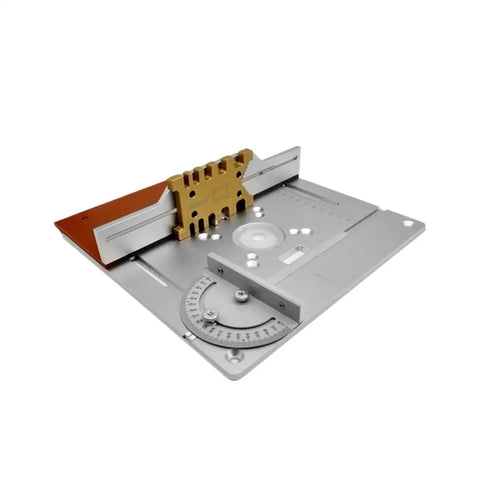 Rock Solid Router Table Insert Board With Precision Lift Mechanism And Center Bushing For Hassle Free Woodworking Flipping And Milling Operations, aluminum, 240x245mm, precise milling support.
