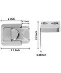 Home Door Lock Security 2 Pack Reinforcement Lock for Inward Swinging Doors showing dimensions and zinc alloy material