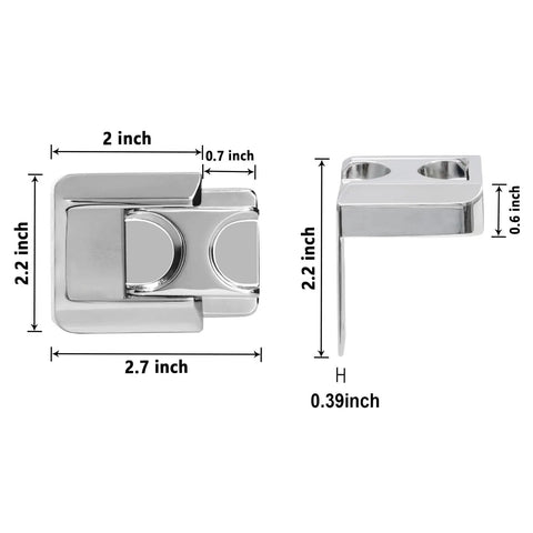Home Door Lock Security 2 Pack Reinforcement Lock for Inward Swinging Doors showing dimensions and zinc alloy material