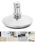 Heavy Duty Adjustable Furniture Levelers With 12 Piece Wobble Free Swivel Base For Tables Cabinets And Chairs Noise Reducing Plastic Metal Feet No Skid Tight Setup close-up of swivel base with steel top and plastic underside.