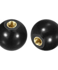 2 Pack M5 Threaded Ball Knobs 16mm Diameter Thermoset With Copper Insert For Machine Lever Handles Black Two Piece Set