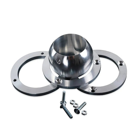 Heavy Duty 2 Inch Steering Column Swivel Floor Mount With 60 Degree Ball Swivel For Chevy GMC Ford Mopar SBC BBC 350 2 Inch Diameter Columns, polished 6061-T6 aluminum with hardware
