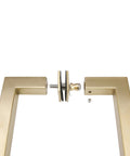 Stainless Steel 304 Grade Tubular Back-To-Back Shower Door Pull Handle, 8-Inch Center-To-Center, Square Profile, Satin Brass Finish