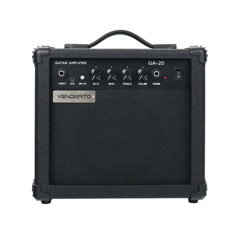 20 Watt Electric Guitar Amplifier Portable Practice Jam Ready Black With Three Point Five Millimeter Aux In Six Point Thirty Five Millimeter Headphone Output Guitar Input Beginner Friendly Travel Ready Includes Cable Pick And Adapter