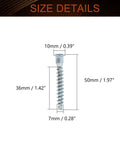 Size details of Self Drilling Confirmat Screws M7x50mm for woodworking with blue finish, showing dimensions and hex drive.