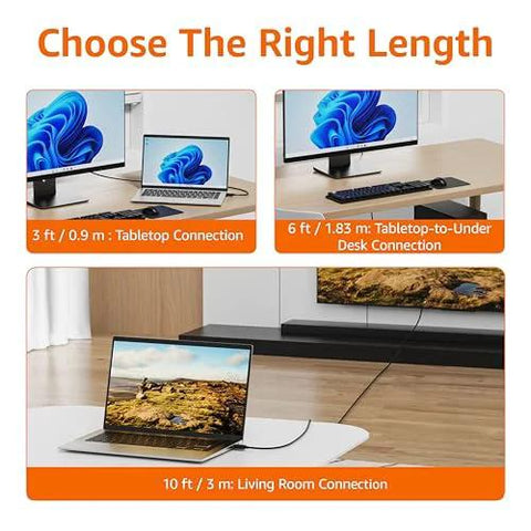 DisplayPort To HDMI Cable 6ft Unidirectional 4K 30Hz Gold Plated connecting laptop to monitor