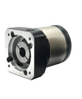 Top Shelf Planetary Gearbox Motor Reducer Featuring 42 Millimeter Input Shaft And 15 To 1 Ratio For Servo Motors PLE160 Aluminum Housing Heavy Duty Smooth Cnc Setup side view of gearbox with sleek design.