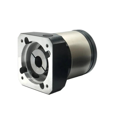 Top Shelf Planetary Gearbox Motor Reducer Featuring 42 Millimeter Input Shaft And 15 To 1 Ratio For Servo Motors PLE160 Aluminum Housing Heavy Duty Smooth Cnc Setup side view of gearbox with sleek design.