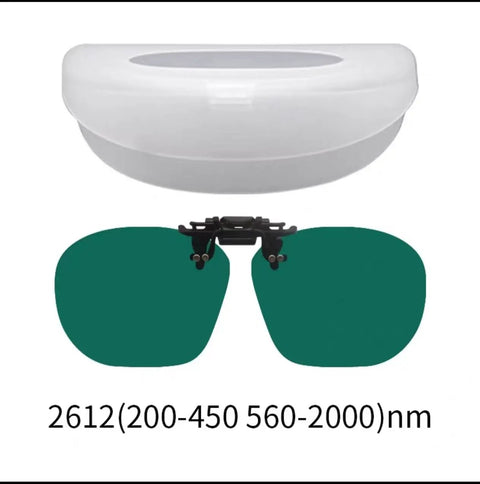 Premium Clip On Laser Safety Glasses With Impact Resistant Polycarbonate Lenses For Welding And Job Site Tasks Pro Grade Full Coverage Quick Snap Fit Over Everyday Glasses Tough Eye Protection Two Piece Bundle with green lenses and carrying case