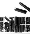 Heavy Duty Roll Pin Assortment Kit, 315 Piece Metal Hardware Set With 30 Common Sizes in organized compartment box.