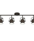 Boswell Vintage-Style Four-Light Indoor Track Light Kit In Oil Rubbed Bronze With Highlights And Metal Shades
