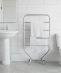 Traditional Towel Warmer Rack For Bathroom, 34 Inch Nickel Finish, Four Bar, Free Standing Or Wall Mounted, Multipurpose Dryer RTS