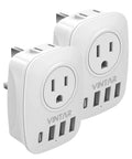 2 Pack US To UK Ireland Travel Plug Adapter Type G With 2 Outlets 3 USB Ports And 1 USB C 6 In 1 International Power Adapter