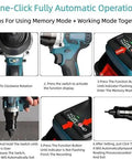 Step-by-step guide for using Badass 2 In 1 Cordless Rivet Nut Gun With Beast Mode 26V 5200mAh Battery and functions.