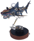 Steampunk Mutant Shark Metal Model Kit With 217 Pieces 3D DIY Puzzle Built in Brass Copper Alloy Fully Articulated Fins and Sleek Streamlined Body