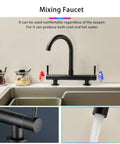 ZBSAVFM Mixer Tap Faucet with 360° Swivel Spout, 180mm Centers, black finish, deck mounted, dual lever controls.