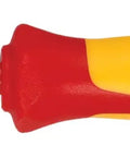 Close-up of 1000V insulated screwdriver handle and tip, red/yellow, from 8 Piece 1000V Insulated Screwdriver Set. Suitable for electrical work.
