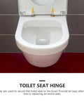 Premium Quick Release Toilet Seat Hinge Kit With Top Mount Hardware Includes Screws And Nuts For Standard Toilets view of toilet seat hinge installed on a bowl.