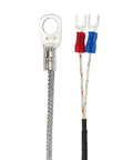 K Type Thermocouple Temperature Sensor Probe With 2M Cable, 6mm Hole, 32-752F/0-400C Range, Fiberglass Insulation, Metal Shield