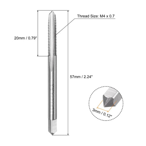 Badass 3 Piece M4 Metric Hand Tap Set For Dead Straight Threading And Smooth Metal Work Right Hand High Speed Steel taper tap 57mm