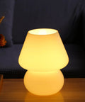 Mushroom Glass Nightstand Lamp With Vintage Murano Style Swirl Translucent Matte White Bedside Desk Light