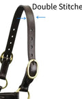 Double Stitched Leather Breakaway Halter Crown Replacement with adjustable holes and metal rings, 21 or 25 Inch, 1 Inch Wide