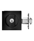 Hidden Pocket Door Lock With Key, Privacy Door Hardware For Bathroom And Bedroom, Recessed Two Sided Lockset, Black Finish