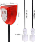 Dual probe All Weather Water Level Alarm with solar power, 129 dB red strobe siren and 16.4ft detect cord, IP55 waterproof