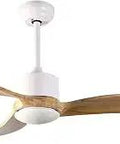 Chill 52 Inch Farmhouse Ceiling Fan With Light And Remote, DC Inverter Power, Downrod Mount, Wooden Blades, 52-Inch Diameter
