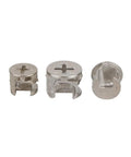 Three In One Thickening Connector Eccentric Wheel For Furniture Hardware, 15mm 12mm 10mm Diameters, Zinc Alloy Nickel Plated