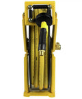 Front view of Double Arm Hose Reel With Half Inch By Fifty Foot Premium Rubber Air Hose, heavy-duty steel construction