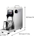 Automatic Espresso Machine With Rapid Milk Frother And Programmable Timer For Straight Up Liquid Gold Lattes Plus Keep Warm Plate in brushed silver, 40.9cm height.