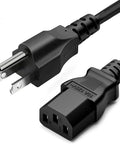 Long 10 Foot 3 Prong Power Cord For Computer Monitor TV Printer And PSU 125 To 250V NEMA 5 15P To IEC 60320 C13 Cable Replacement Lead For Home Theater PC Desktop Setup And Office Equipment black cable with NEMA plug and IEC C13 connector