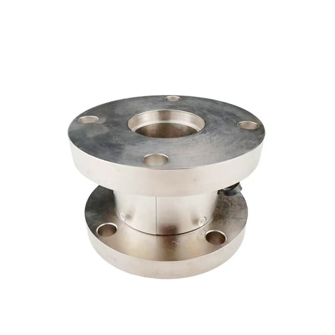 Front view of Heavy Duty Double Flange Static Torque Sensor And Tester, Precision 0.1 to 0.5 Percent Full Scale, 1000 to 5000 N m Capacity, Alloy Steel Build, Industrial Grade Torque Tester For Calibration And QC.