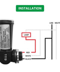 Installation diagram of Outdoor Dusk To Dawn Photoelectric Sensor With Swivel Mount showing wiring connections.