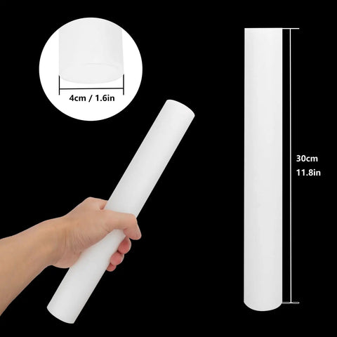 Three Pack 12 Inch Acetal Copolymer Rods For Non Marring Fixtures, Bushings And Spacers, White Solid Plastic Rod Stock, 1.57 Inch Diameter, Ideal DIY Gearhead Grade Material For Pro Projects. 12in white rod, 1.6in diameter