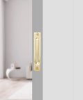 Pocket Door Edge Pull 4 Inch Flush Mount Handle In Brushed Brass Satin Brass Finish With Stainless Steel Construction And Mounting Hardware