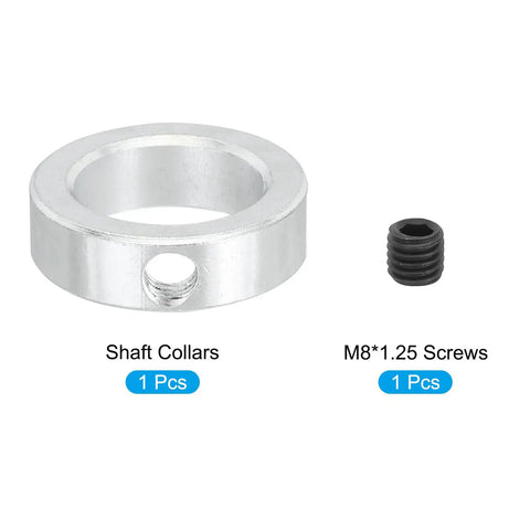 Shaft Collar 1.1 Inch Bore Zinc Plated Carbon Steel Set Screw Style Clamping Collar with M8 Screw, Silver