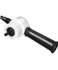 Double Head Sheet Metal Cutter With 360 Degree Nibbler Drill Attachment, durable alloy, shown in side view.