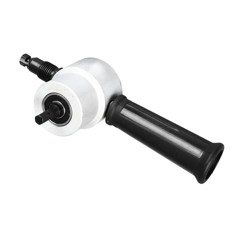 Double Head Sheet Metal Nibbler Drill Attachment For Cutting Iron Stainless Steel Copper Aluminum With Adjustable Dual Heads, close-up view.